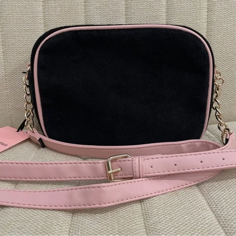 NEW Juicy Couture Black‎ Terry Butterfly Rhinestone Camera Bag Crossbody Pink